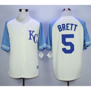686361fabc38d_1 Royals #5 George Brett Cream Exclusive Vintage Stitched MLB Jersey