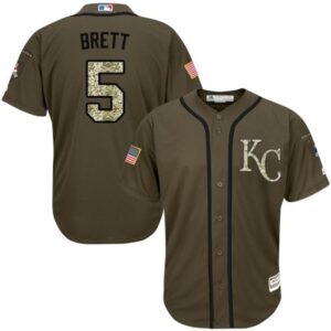 686362015c346_1 Royals #5 George Brett Green Salute to Service Stitched Youth MLB Jersey