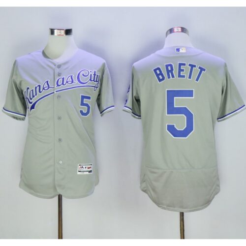 68636203e4daf_1 Royals #5 George Brett Grey Flexbase Authentic Collection Stitched MLB Jersey
