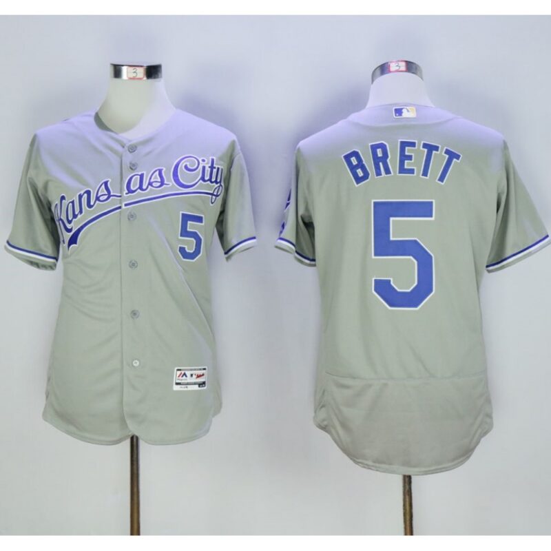 68636203e4daf_1 Royals #5 George Brett Grey Flexbase Authentic Collection Stitched MLB Jersey