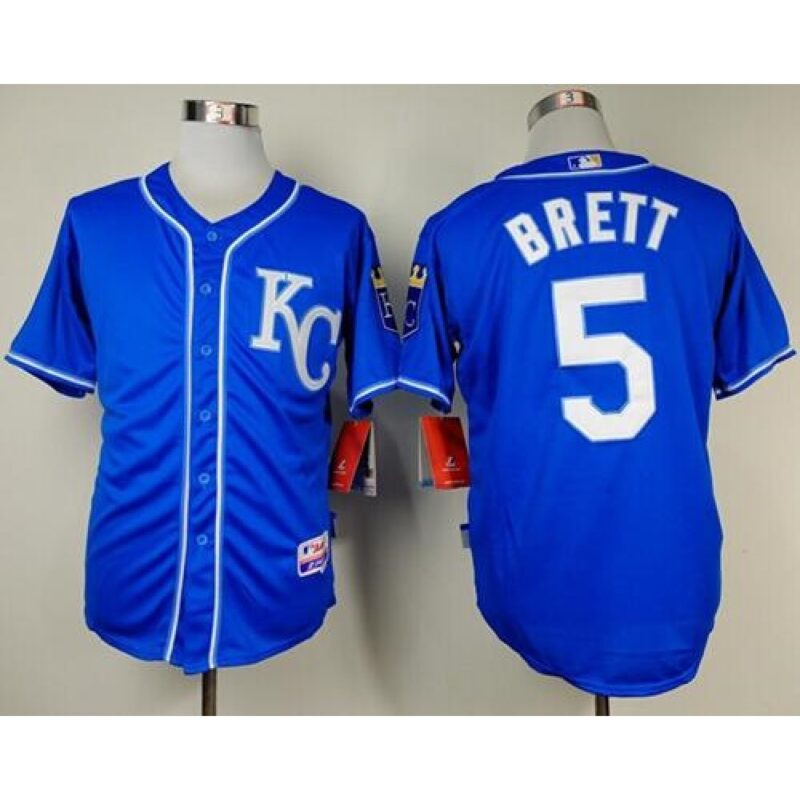 686362074fe9a_1 Royals #5 George Brett Light Blue Alternate 2 Cool Base Stitched MLB Jersey