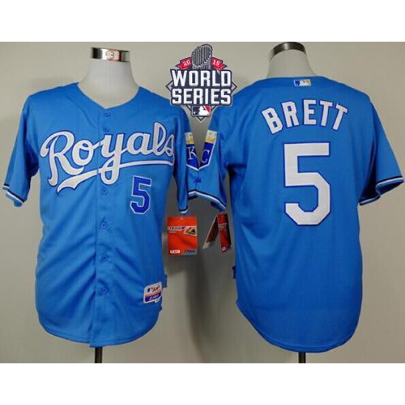 686362112cebb_1 Royals #5 George Brett Light Blue Alternate Cool Base W/2015 World Series Patch Stitched MLB Jersey