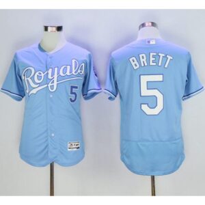 6863621ae3abe_1 Royals #5 George Brett Light Blue Flexbase Authentic Collection Stitched MLB Jersey