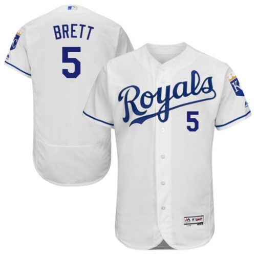 6863623241ddd_1 Royals #5 George Brett White Flexbase Authentic Collection Stitched MLB Jersey