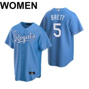 68636238b6795_1 Women's Kansas City Royals #5 George Brett 2021 Blue Cool Base Stitched Jersey(Run Small)