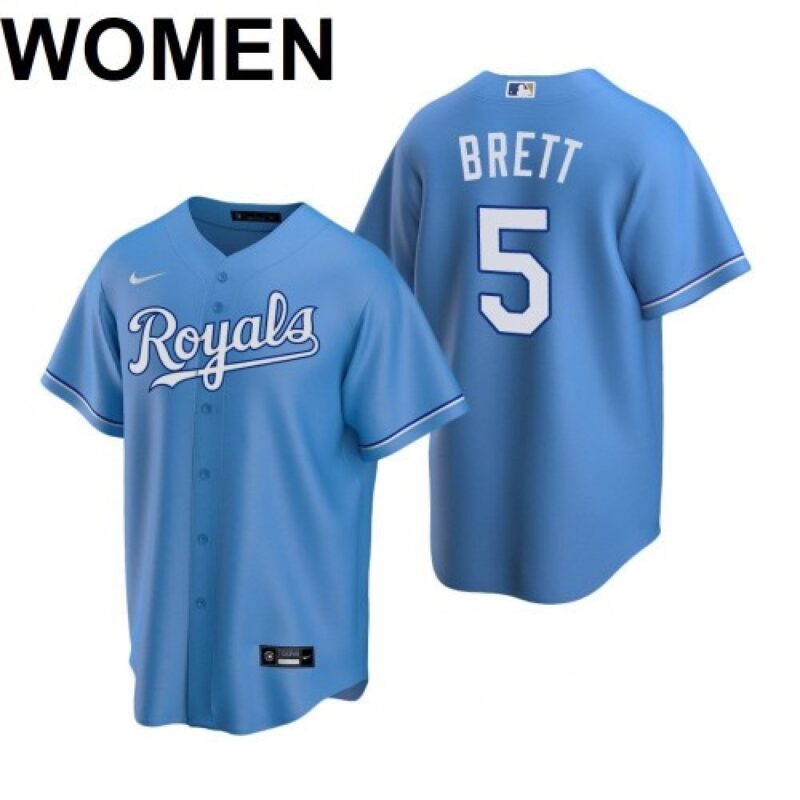 68636238b6795_1 Women's Kansas City Royals #5 George Brett 2021 Blue Cool Base Stitched Jersey(Run Small)