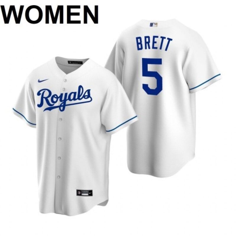 6863623b84a0e_1 Women's Kansas City Royals #5 George Brett 2021 White Cool Base Stitched Jersey(Run Small)