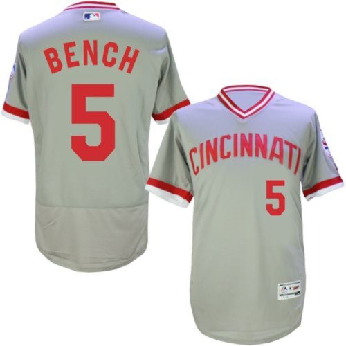 68636262f21c0_1 Reds #5 Johnny Bench Grey Flexbase Authentic Collection Cooperstown Stitched MLB Jersey