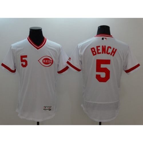 6863626d139be_1 Reds #5 Johnny Bench White Flexbase Authentic Collection Cooperstown Stitched MLB Jersey