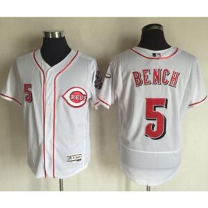 686362706125e_1 Reds #5 Johnny Bench White Flexbase Authentic Collection Stitched MLB Jersey