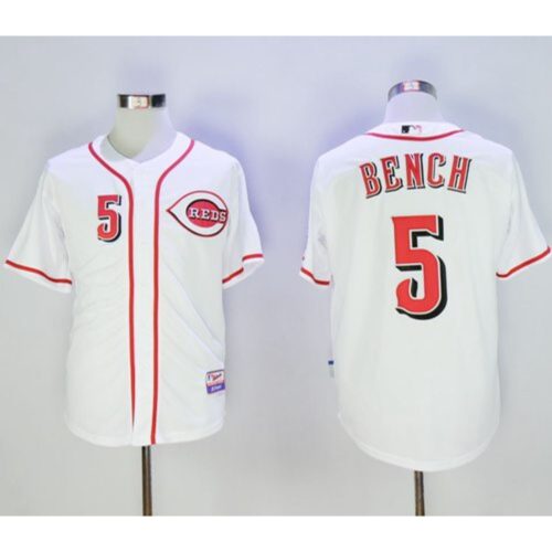 68636273c66eb_1 Women's Cincinnati Reds #5 Johnny Bench White Cool Base Stitched Jersey