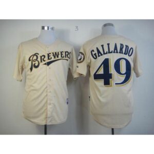 6863630472290_1 Brewers #49 Yovani Gallardo Cream YOUNinorm Cool Base Stitched MLB Jersey