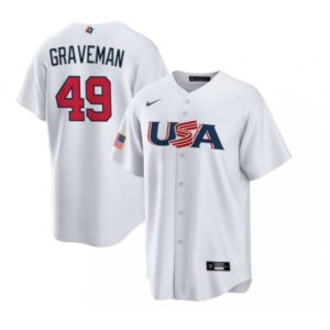68636319ee58f_1 Men's USA Baseball #49 Kendall Graveman 2023 White World Baseball Classic Stitched Jersey