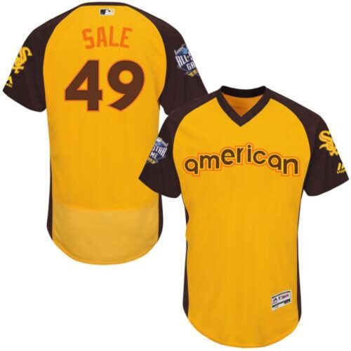 686363421c84a_1 White Sox #49 Chris Sale Gold Flexbase Authentic Collection 2016 All-Star American League Stitched MLB Jersey