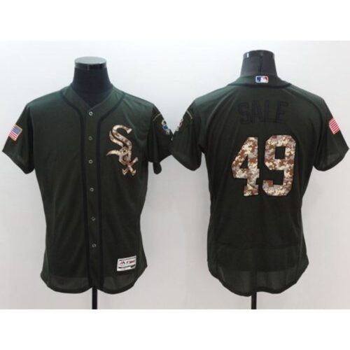 6863634525bcd_1 White Sox #49 Chris Sale Green Flexbase Authentic Collection Salute to Service Stitched MLB Jersey