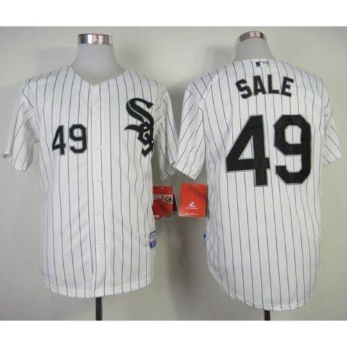 6863635eee2ec_1 White Sox #49 Chris Sale White With Black Strip Stitched MLB Jersey