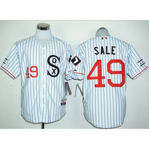 6863636282980_1 White Sox #49 Chris Sale White(Black Strip) Cooperstown Stitched MLB Jersey