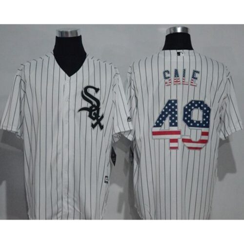 686363732a762_1 White Sox #49 Chris Sale White(Black Strip) USA Flag Fashion Stitched MLB Jersey