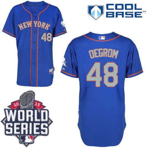 686363948f296_1 Mets #48 Jacob DeGrom Blue(Grey NO.) Alternate Road Cool Base W/2015 World Series Patch Stitched MLB Jersey