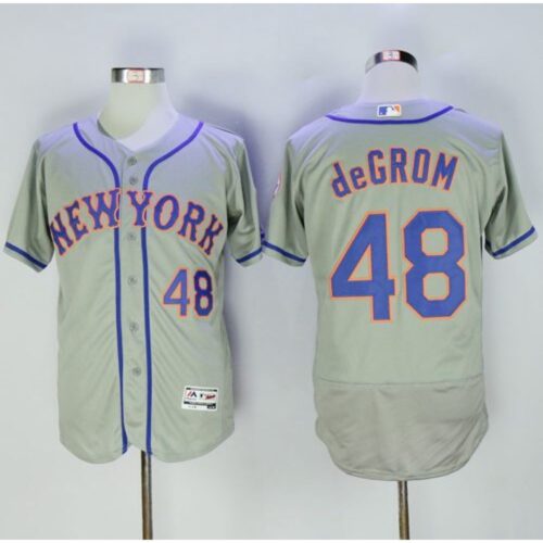 686363a220725_1 Mets #48 Jacob DeGrom Grey Flexbase Authentic Collection Stitched MLB Jersey