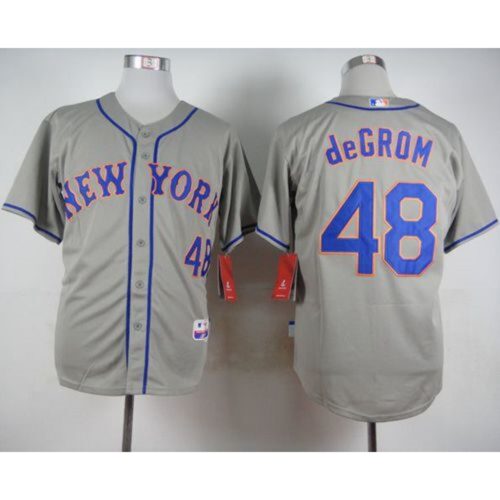 686363a8b60e1_1 Mets #48 Jacob DeGrom Grey Road Cool Base Stitched MLB Jersey