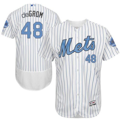 686363af4d191_1 Mets #48 Jacob DeGrom White(Blue Strip) Flexbase Authentic Collection 2016 Father's Day Stitched MLB Jersey
