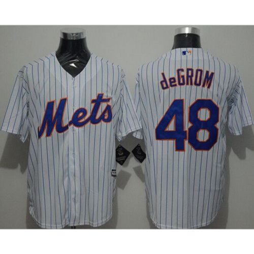 686363b8e49e1_1 Mets #48 Jacob DeGrom White(Blue Strip) New Cool Base Stitched MLB Jersey
