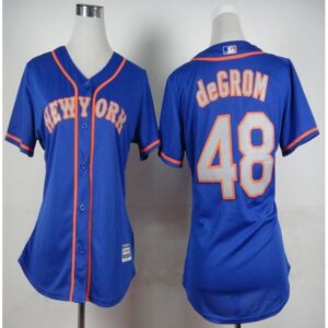 686363c99a0fe_1 Mets #48 Jacob deGrom Blue(Grey NO.) Alternate Road Women's Stitched MLB Jersey