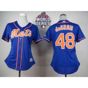 686363cc27d1c_1 Mets #48 Jacob deGrom Blue Alternate W/2015 World Series Patch Women's Stitched MLB Jersey