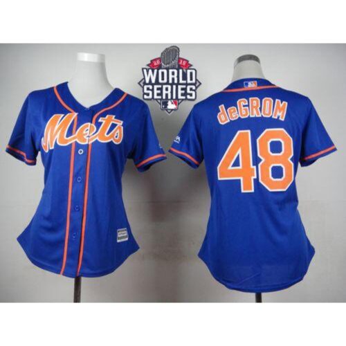 686363cc27d1c_1 Mets #48 Jacob deGrom Blue Alternate W/2015 World Series Patch Women's Stitched MLB Jersey
