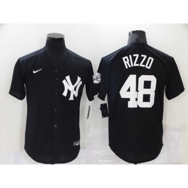 686363fe05bc6_1 Men's New York Yankees #48 Anthony Rizzo 2021 Black Cool Base Stitched Baseball Jersey