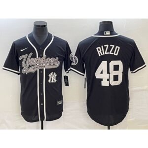 6863640616221_1 Men's New York Yankees #48 Anthony Rizzo Black With Patch Cool Base Stitched Baseball Jersey
