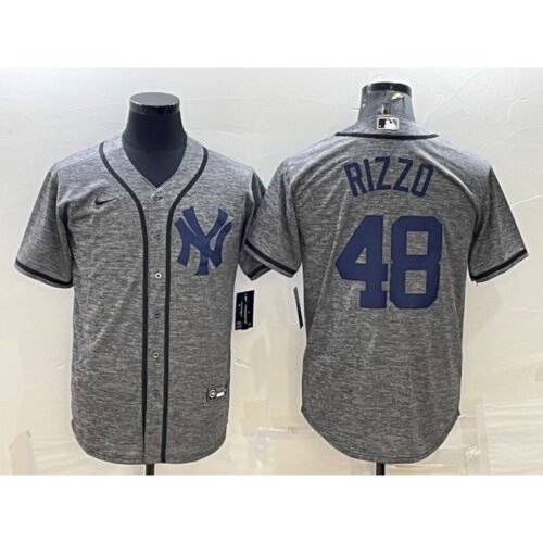 6863640c7f463_1 Men's New York Yankees #48 Anthony Rizzo Grey Cool Base Stitched Jersey