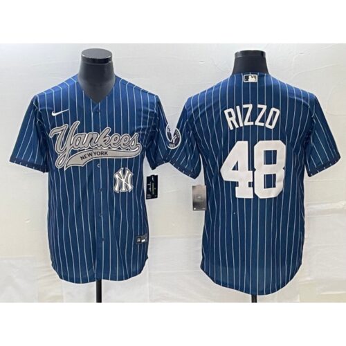 6863641cf38e9_1 Men's New York Yankees #48 Anthony Rizzo Navy With Patch Cool Base Stitched Baseball Jersey