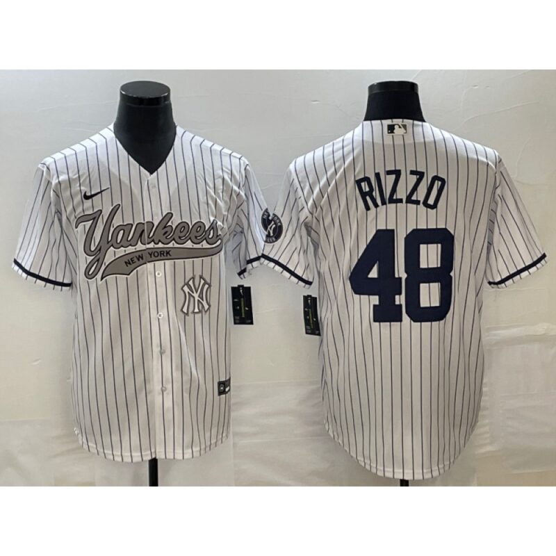 686364234d8c5_1 Men's New York Yankees #48 Anthony Rizzo White With Patch Cool Base Stitched Baseball Jersey