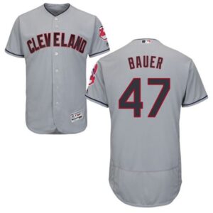 6863646c32ef7_1 indians #47 Trevor Bauer Grey Flexbase Authentic Collection Stitched MLB Jersey