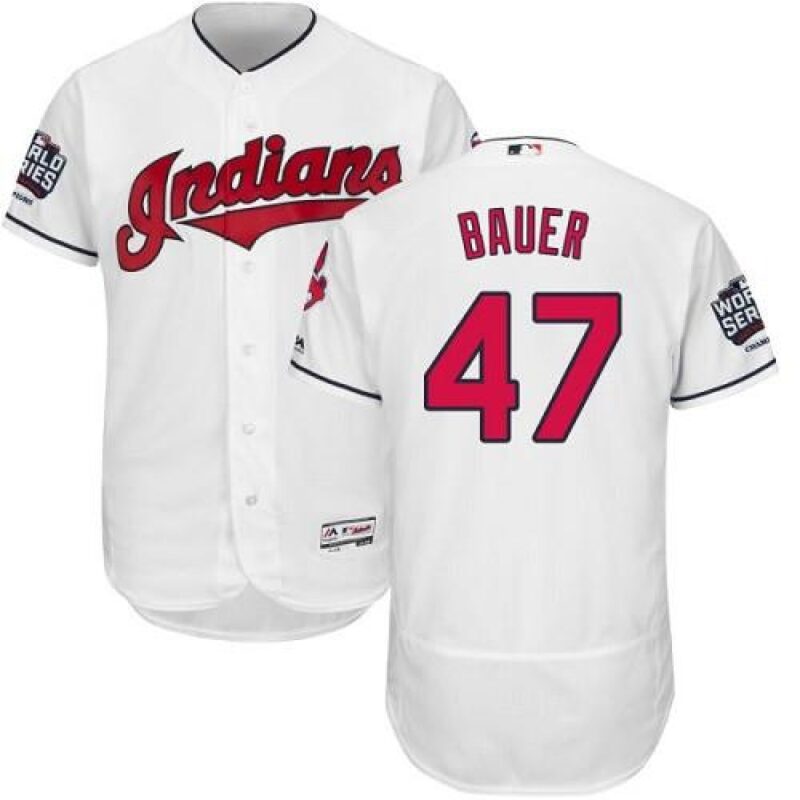 68636476b8249_1 indians #47 Trevor Bauer White Flexbase Authentic Collection 2016 World Series Bound Stitched MLB Jersey