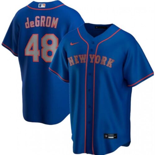 6863648a40a28_1 Men's New York Mets #48 Jacob deGrom New Blue Cool Base Stitched Jersey