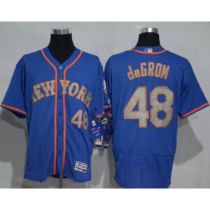 6863648dd6fa0_1 Mets #48 Jacob DeGrom Blue(Grey NO.) Flexbase Authentic Collection Stitched MLB Jersey