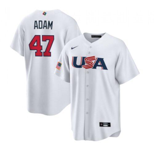 6863649ee4869_1 Men's USA Baseball #47 Jason Adam 2023 White World Baseball Classic Stitched Jersey