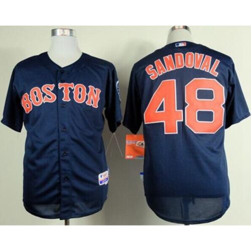 686364a90839f_1 Red Sox #48 Pablo Sandoval Dark Blue Cool Base Stitched MLB Jersey
