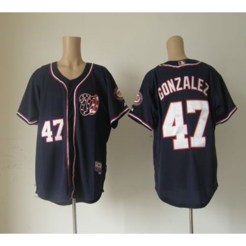686364c39105d_1 Nationals #47 Gio Gonzalez Navy Blue Cool Base Stitched MLB Jersey
