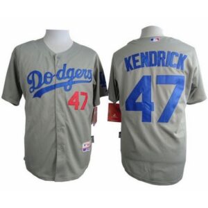 686364cd8ae6f_1 Dodgers #47 Howie Kendrick Grey Cool Base Stitched MLB Jersey