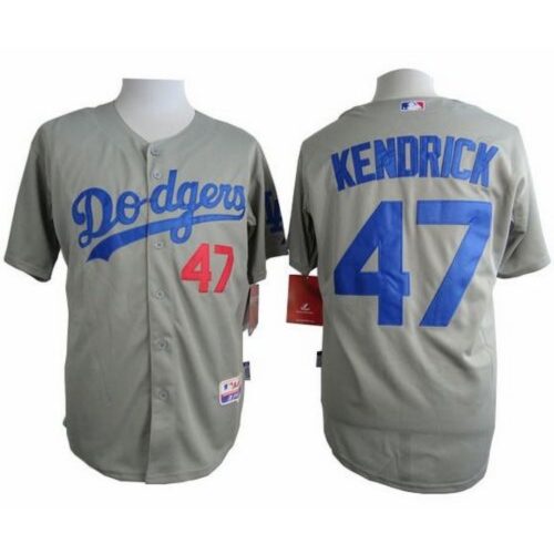 686364cd8ae6f_1 Dodgers #47 Howie Kendrick Grey Cool Base Stitched MLB Jersey