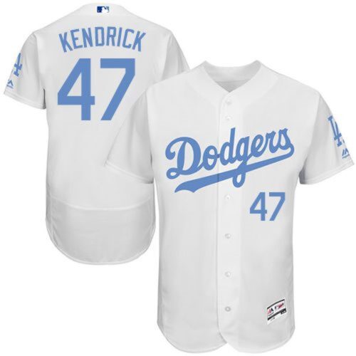 686364d427b6c_1 Dodgers #47 Howie Kendrick White Flexbase Authentic Collection 2016 Father's Day Stitched MLB Jersey