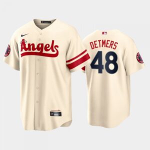 686364d758c17_1 Men's Los Angeles Angels #48 Reid Detmers 2022 Cream City Connect Cool Base Stitched Jersey