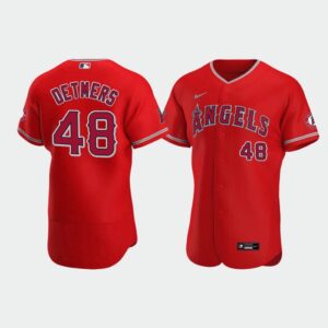 686364e133c5d_1 Men's Los Angeles Angels #48 Reid Detmers Red Flex Base Stitched Jersey
