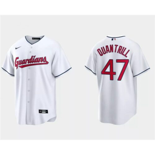 686365242fe40_1 Men's Cleveland Guardians #47 Cal Quantrill White Cool Base Stitched Jersey