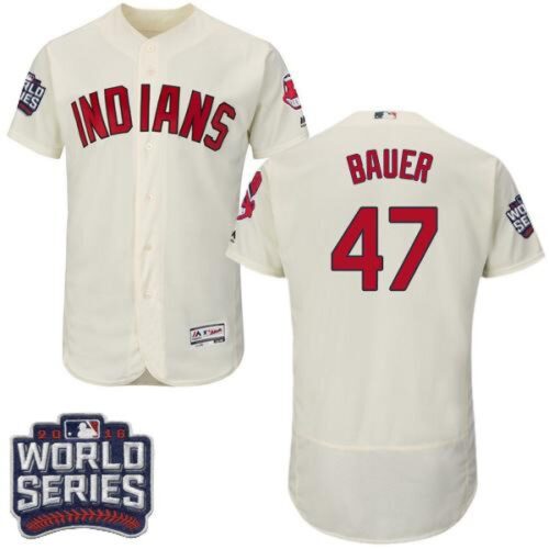 6863652acb079_1 indians #47 Trevor Bauer Cream Flexbase Authentic Collection 2016 World Series Bound Stitched MLB Jersey