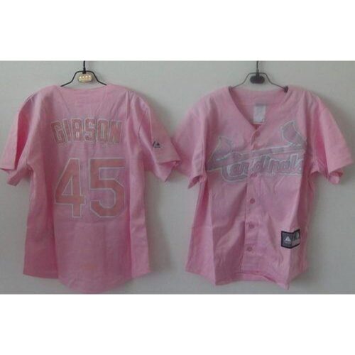6863653c74761_1 Cardinals #45 Bob Gibson Pink Women's Fashion Stitched MLB Jersey